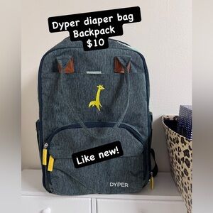DYPER diaper bag Backpack - Gray with Yellow Accents